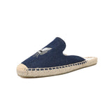 Ladies Summer Toe Slippers Sandals Flat Breathable Slip-On Espadrilles Denim Floral Embroidered Mules MartLion   