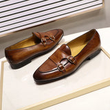 Leather Men's Loafers Monk Strap Wedding Party Casual Dress Shoes Summer Footwear Men MartLion   