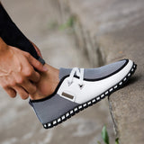Men's Leather Shoes Casual Loafers Breathable Light Weight White Sneakers Driving Footwear Round Toe Mart Lion White 39 