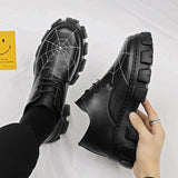 Men's Leather Shoes Creative Spider Web Stitch Casual Sneakers Platform Flats Skateboard Sports Walking Loafers Mart Lion   
