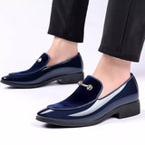 Men's Shoes for Party Black Patent Elegant Slip on Loafers Point Toe Velvet MartLion   