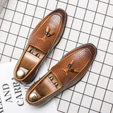 Luxury Loafers Slip-on Fringed Leather Shoes Woven Moccasin High-end British Style Thick Bottom Pointed Toe Designer MartLion   