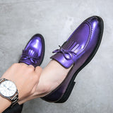 Tassel Men's Oxfords Dress Shoes Bow Formal Casual Footwear Slip On Party Pointed Toe Mart Lion   