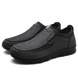 Leather Men's Casual Shoes Loafers Moccasins Breathable Slip on Driving MartLion GRAY 39 