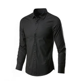 Men's White Shirt Long-sleeved  Professional Work Collared Clothing Casual Suit Button MartLion long black 3XL 