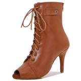 Latin Shoes Ladies Salsa Ballroom Party Women's Boots Yellow Black Girls High Heel Dance Boots MartLion