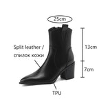 Autumn Women Boots Shoes Pointed Toe Chunky Heel Casual Winter Short Modern Chelsea High Heels MartLion   