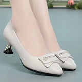 Women Casual Sweet Beige Patent Leather Spring Slip on High Heel Shoes Lady Office Black MartLion b 41 