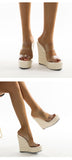 Summer PVC Transparent Peep Toe Cane Straw Weave Platform Wedges Slippers Sandals Women Clear High Heels Female Shoes Mart Lion   