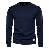 Spring men's T Shirt O-neck Long Sleeved Cotton 12 Color MartLion navy XXXL100-105kg 
