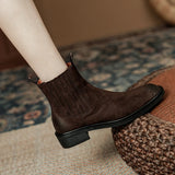 Autumn Women Boots Brown Chelsea Genuine Leather Shoes Winter Retro Leather Ladies MartLion   