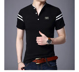 Summer Men's Short Sleeve T-shirts Slim Stand Collar Polo Shirt Korean Style Thin Pullover Casual Paster Deco Clothing MartLion   