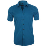 Men's Short-sleeved Casual Shirt Solid Color Slim Non Iron Male Easy Care Dress Shirts Summer MartLion   