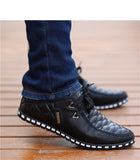 Men's Leather Shoes Autumn Casual Breathable Light Weight White Sneakers Driving Pointed Mart Lion   