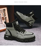 White Winter Work Short Boots for Men British Motorcycle Boots Outdoor Sports Casual Shoes MartLion