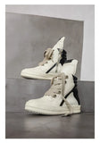 Classic Black White Men's High Top Shoes Zipper Platform Sneakers Autumn Leather Ankle Boots Streetwear Designer MartLion   