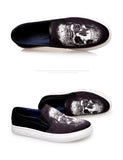 Men's Casual Shoes Spring High End Street Style Trend Skulls Print Flat Skateboard Party Slip-on Loafers Mart Lion   