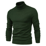 Winter Turtleneck Thick Men's Sweaters Casual Turtle Neck Solid Color Warm Slim Turtleneck Sweaters Pullover Mart Lion HIGH001-Army green Size M 55-65kg 