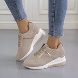 Chunky Sneakers Solid Color Platform Shoes Thick Bottom Zipper Women's Vulcanized Shoes MartLion   