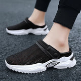 Men's Women Summer Sandal Mesh Mules Breathable Padded Beach Flip Flops Shoes Solid Flat Bath Slippers Outside Slippers MartLion   