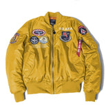 vintage pilot bomber flight jacket us air force top gun men's winter army USN MA1 USMC embroidery MartLion Yellow XXS 