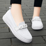 Women's Summer Footwear Slip On Chain Ballet Flats Sneakers Elegant White Nurse Ladies Loafers MartLion   