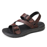 Summer Sandals for Men Outdoor Casual Sport Slippers PU Leather Non-slip Breathable Roman Shoes Beach Flip-Flop Garden Shoes MartLion Brown 43
