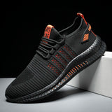 Summer Mesh Shoes Lightweight Sneakers Men's Casual Running Breathable Hombre Wave MartLion Black-Orange 36 
