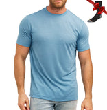 100% Merino Wool T Shirt Men's Base Layer Merino T shirt 180G Everyday Undershirt Wicking Breathable Anti-Odor + Hiking Socks MartLion Sky Blue USA Size L 