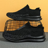 Summer Men's Shoes Lightweight Sneakers Casual Walking Breathable Slip on Wear-resistant Loafers Tenis Masculino MartLion black 38 