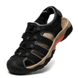 Summer Men's Outdoor Sandals Beach Shoes Genuine Leather Trekking Hiking MartLion Black 38 