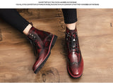 Formal Men's boots British Style Brogue Shoes Mid Calf Dress Leather Oxfords Bota Masculina Mart Lion   