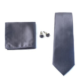 Solid Colors Ties Handkerchief Cufflink Set Men's 7.5cm Slim Necktie Set Party Wedding Accessoreis Gifts MartLion THC-47F  