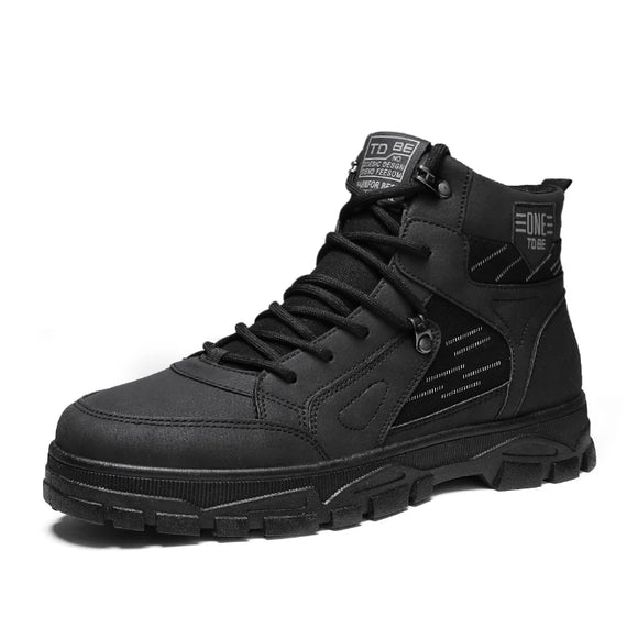 Ankle Boots Men's Spring Shoes High Top Military Outdoor Non-Slip Working Sport Casual MartLion black 39 