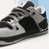 Men's Casual Sneakers Punk Metal Chains Cross Skateboard Flats Running Sport Shoes Tennis Basketball Trainers Walking Mart Lion   