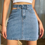 Waist Split Wrap Skirt Women Summer Slim Fit Denim Half-body Dress Female MartLion   