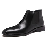 Men's Classic Retro Leather Chelsea Boots Ankle Casual British Style Short High-Top Shoes Mart Lion Black 37 China