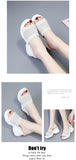 Chunky Slippers Women Sole Wedges Heels Flip Flops Casual Shoes Waterproof Platform Slippers Ladies Sandals White Mart Lion   