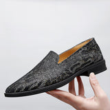 Loafers Men's Slip-On Round Toe Spring Autumn Dress Shoes Handmade Mart Lion   