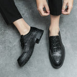Business Men's Dress Shoes Plaid Split Leather Oxfords British Lace Up Formal Footwear Mart Lion   