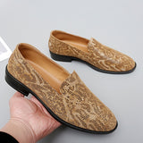 Loafers Men's Slip-On Round Toe Spring Autumn Dress Shoes Handmade Mart Lion khaki 36 
