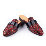 Luxury Moccasins Men's Slippers Casual Sequin Cloth Slipper Black Red Loafers Hide Toes Shoes Outdoor Slipper MartLion Red 38 