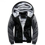 Men's Fleece Jacket Camouflage Thicken Jackets Hooded Coat Winter Long Sleeve Down Coats Casual Streetwear Men's Hoodies MartLion black grey S 