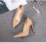 Women Pointed Toe Pumps Patent Leather Dress Red 11CM High Heels Boat Shoes Mart Lion   