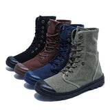 Men's Casual Canvas Shoes High Top Sneakers Lace Up Trainers Military Tactical Ankle Boots Zapatos De Hombre Mart Lion   