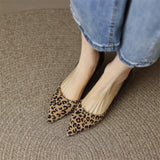 Spring Women Shoes Leopard Print Pointed Toe Chunky Heel Slip-On Pumps Concise High Heel MartLion   