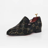 Men's Shoes Genuine Cow Leather Trends Rhinestones Wedding leather MartLion black 41 CHINA