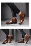 Men's Classic Retro Leather Chelsea Boots Ankle Casual British Style Short High-Top Shoes Mart Lion   