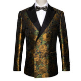Men's Luxury Blazer Party Wedding Dress Jacket Suit Gold Thread Slim Dress Suit Barry Wang Mart Lion XX-0003 S 
