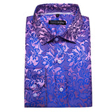 Luxury Men's Shirt Embroidered Silk Slim Casual Gold Blue Purple Black Red Green Paisley Flower Long Sleeve Barry Wang Cloth MartLion   